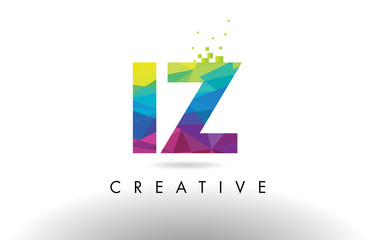 IZ I Z Colorful Letter Origami Triangles Design Vector.