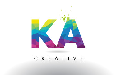 KA K A Colorful Letter Origami Triangles Design Vector.