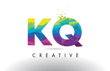 KQ K Q Colorful Letter Origami Triangles Design Vector.