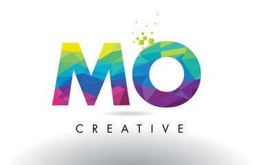 MO M O Colorful Letter Origami Triangles Design Vector. - obrazy, fototapety, plakaty