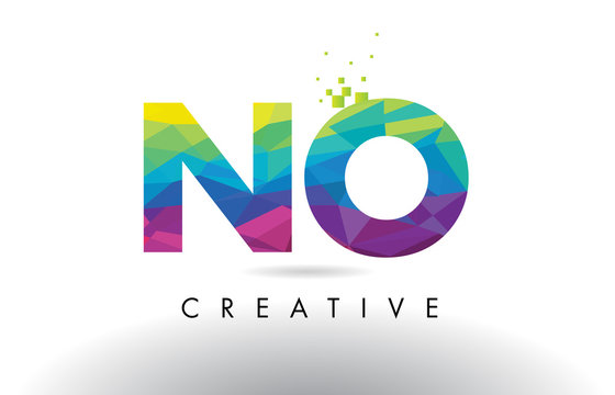 NO N O Colorful Letter Origami Triangles Design Vector.