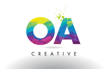 OA O A Colorful Letter Origami Triangles Design Vector.