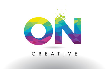 ON O N Colorful Letter Origami Triangles Design Vector.