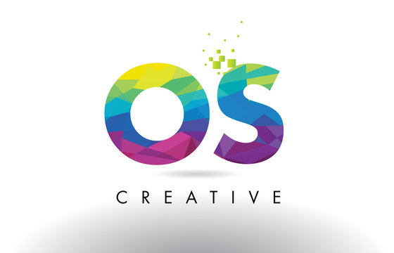 OS O S Colorful Letter Origami Triangles Design Vector.