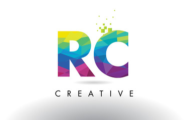 RC R C Colorful Letter Origami Triangles Design Vector.