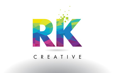 RK R K Colorful Letter Origami Triangles Design Vector.