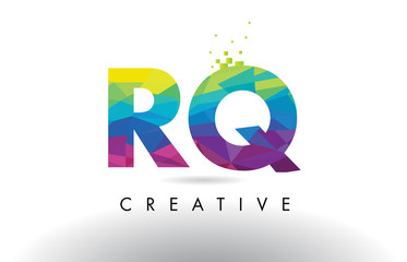 RQ R Q Colorful Letter Origami Triangles Design Vector.