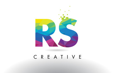 RS R S Colorful Letter Origami Triangles Design Vector.