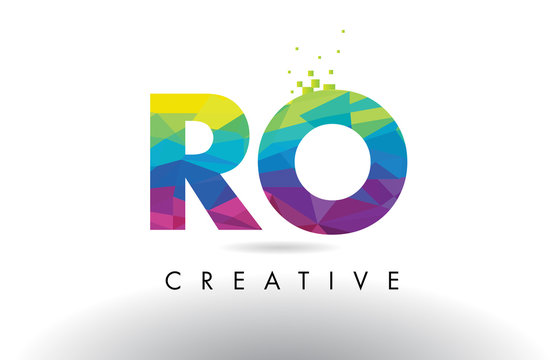 RO R O Colorful Letter Origami Triangles Design Vector.