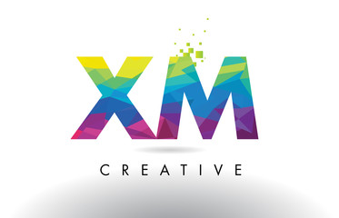 XM X M Colorful Letter Origami Triangles Design Vector.