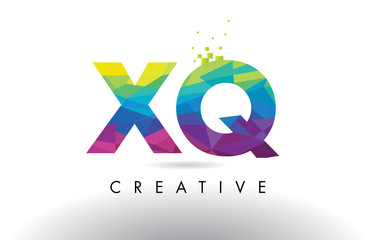 XQ X Q Colorful Letter Origami Triangles Design Vector.