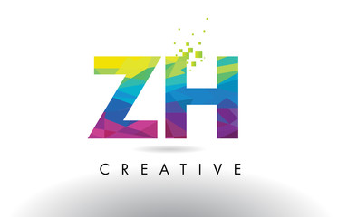 ZH Z H Colorful Letter Origami Triangles Design Vector.