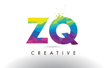 ZQ Z Q Colorful Letter Origami Triangles Design Vector.