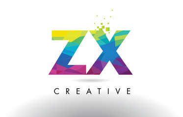 ZX Z X Colorful Letter Origami Triangles Design Vector.