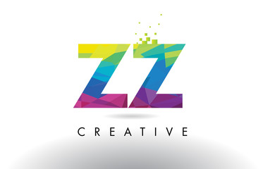 ZZ Z Colorful Letter Origami Triangles Design Vector.