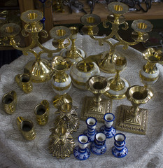 Fototapeta na wymiar gold plated candlesticks