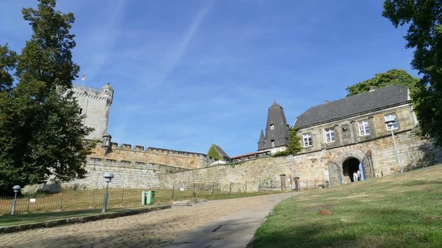 Entrance of Castle Bentheim in Bad Bentheim, time lapse