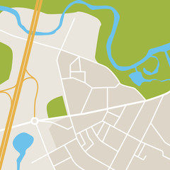 Abstract city map by the sea, simple map - Illustration
