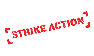 Strike Action rubber stamp. Grunge design with dust scratches. Effects can be easily removed for a clean, crisp look. Color is easily changed.