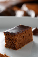 Fototapeta na wymiar Chocolate cake on white plate