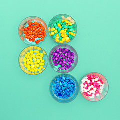 Mini Pineapple and sequins. Fashion concept. Minimal art design Candy Colors