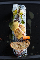 marinated brook trout with pickled vegetables and bread