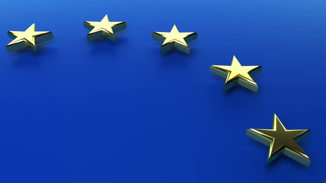 European Union Animation Loop with the Golden Stars Slowly Rotating against the Blue Background