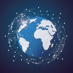 Global network connection. World map point and line composition concept of global business. Vector Illustration