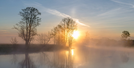 In the morning on the river