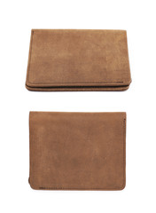 Flat leather wallet isolated