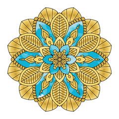 Golden mandala vector illustration. Floral ornament, oriental pattern, vintage decorative element. Islam, Arabic, Indian, moroccan, turkish ottoman motifs.