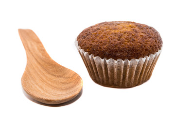 Banana cake and wooden spoons