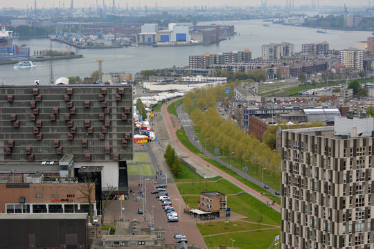 The city of Rotterdam seen from above 