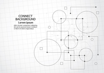 Abstract line square and circle elements. network and connection background. Vector illustration