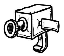 Cartoon image of Camera Icon. Camera symbol. An artistic freehand picture.