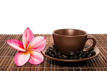 Coffee cup and coffee beans