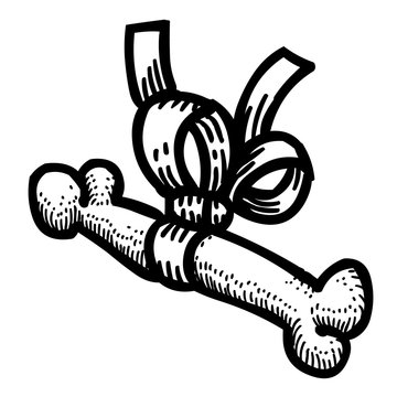 Cartoon image of Dog bone Icon. Bone symbol. An artistic freehand picture.