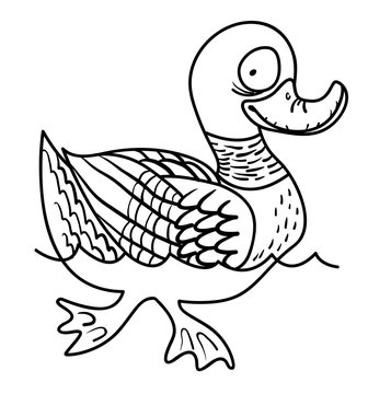Cartoon image of duck. An artistic freehand picture.