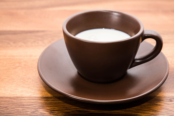 Coffee cup and hot milk