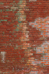 Old red brick wall in a background image. Texture background. Vintage effect.