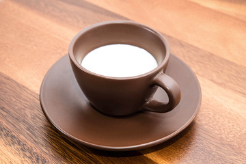 Coffee cup and hot milk
