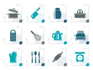 Stylized Kitchen and household Utensil Icons - vector icon set