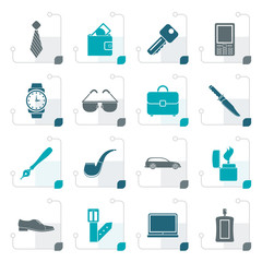 Stylized man accessories icons and objects- vector illustration
