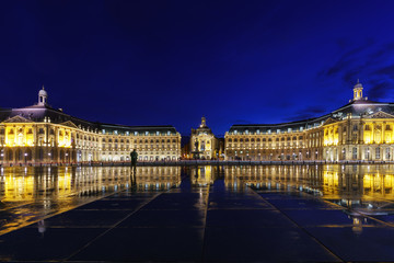 Place De La Bourse with reflection in Bordeaux , France