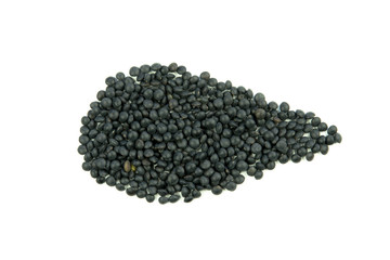 Still life with a close-up view of the mirror lentil isolated on a white background