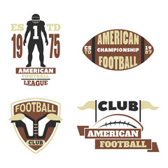 American football championship badge template for sport team with ball logo competition vector.