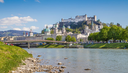 Fototapeta na wymiar Historic city of Salzburg with Salzach river in summer, Austria