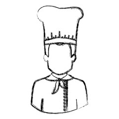 monochrome blurred contour with half body of faceless male chef vector illustration