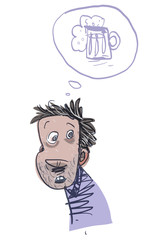 Young Alcoholic Man. Vector Illustration