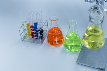 Scientist researching chemistry, technology and biology in laboratory.